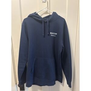 Burton Sweatshirt Mens M Navy Fleece Pullover Hoodie Durable Goods Embroidered
